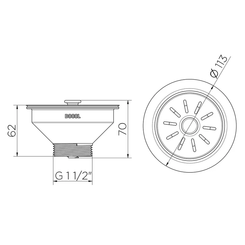 Válvula de Escoamento para Cozinha 4.1/2" 00987800 Docol