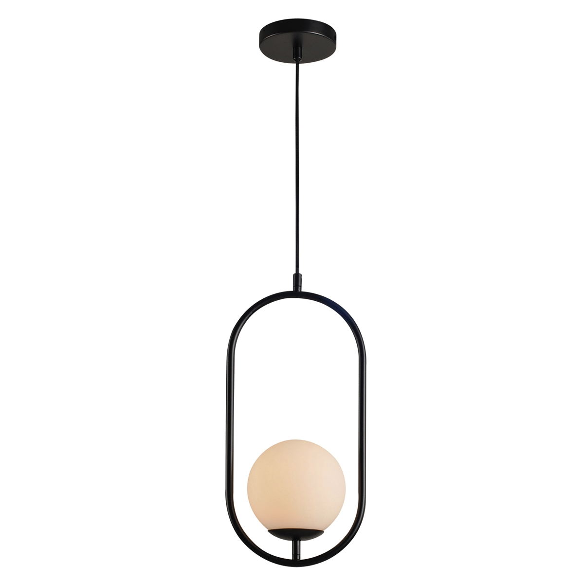 Pendente Pérola Arco Aço e Vidro Preto - Avant 340445806