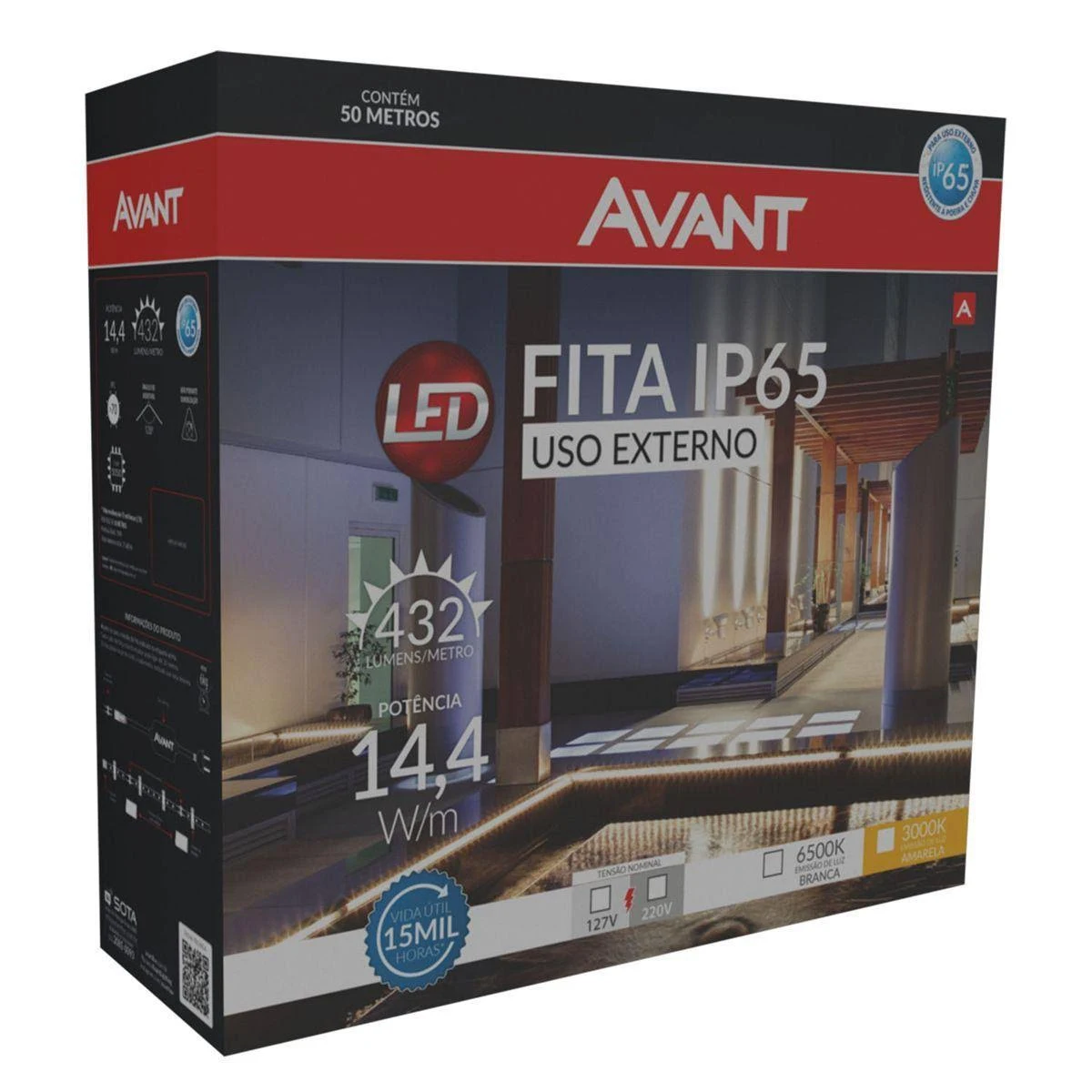 Fita Mangueira LED 50 Metros 6500K 14,4W/m 110V 5000cm Avant