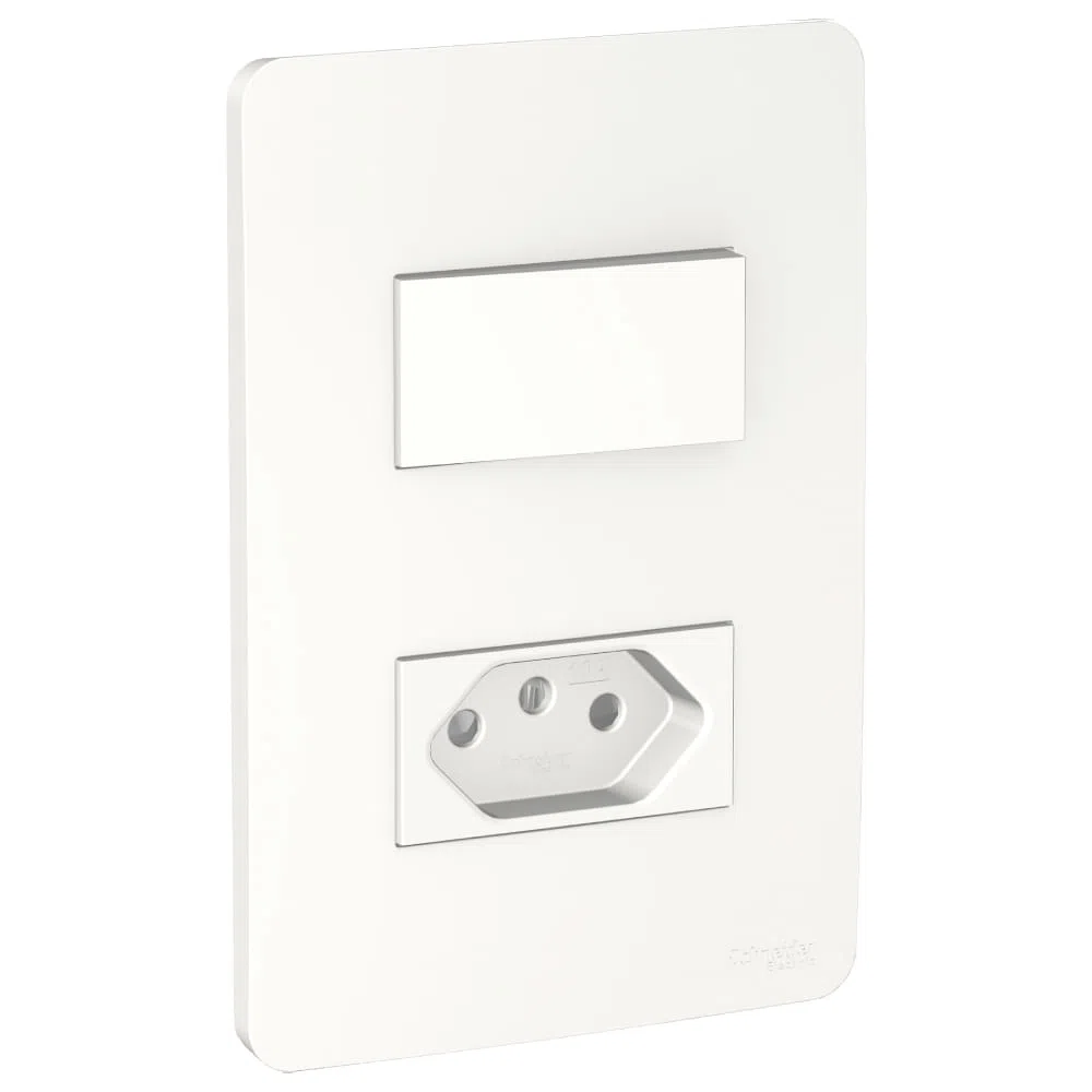 Conjunto Interruptor Simples 10A + Tomada 2P+T 10A Pl Orion Schneider