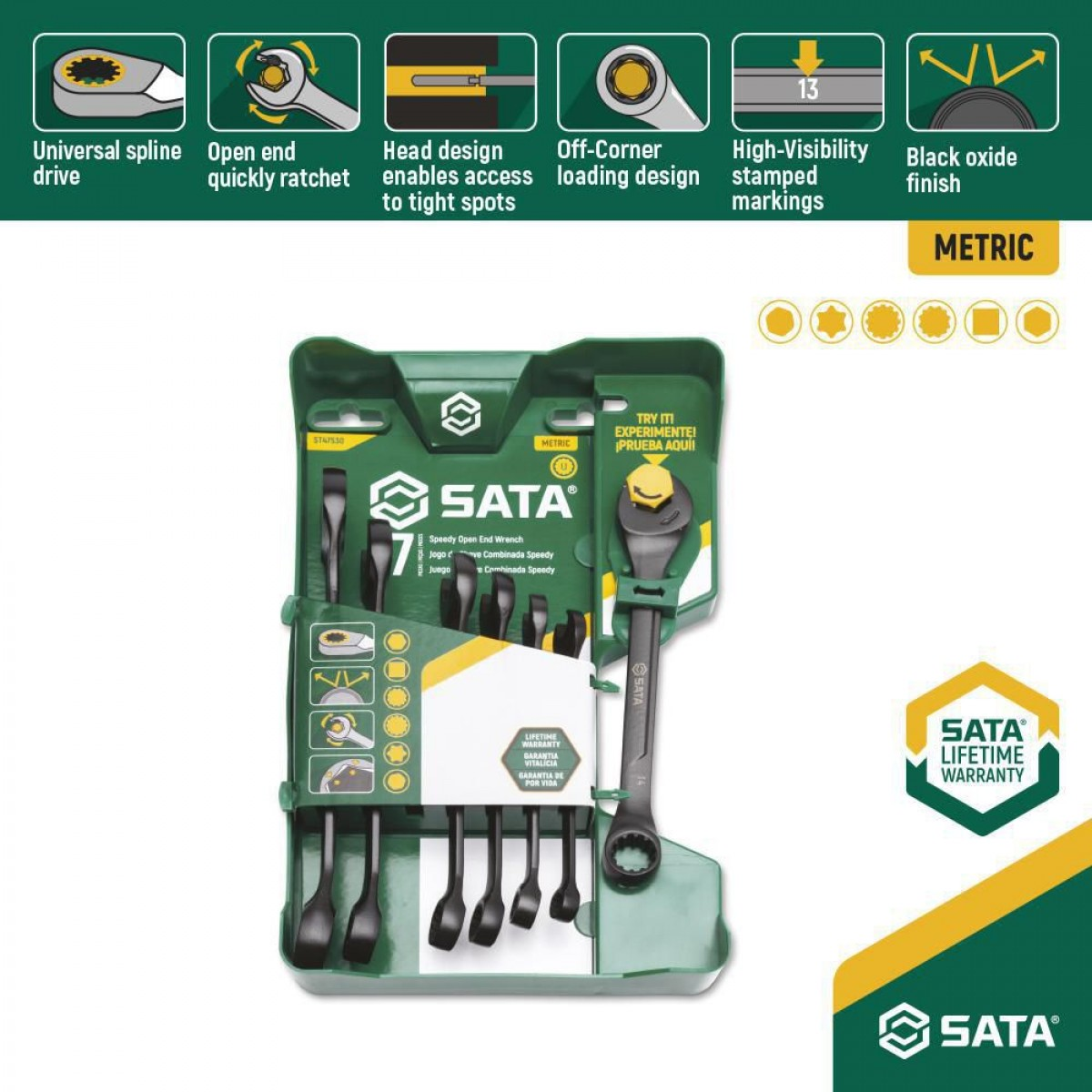 Jogo Chave Combinada Speedy X6 8-17mm 7 Pcs ST47530 Sata
