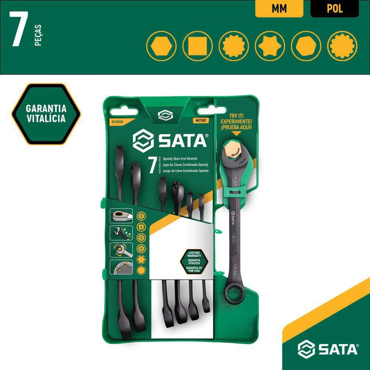 Jogo Chave Combinada Catraca Speedy X6 8 A 17MM (7 Peças) ST47530 Sata Jogo Chave Combinada Catraca Speedy X6 8 A 17MM (7 Peças) ST47530 Sata