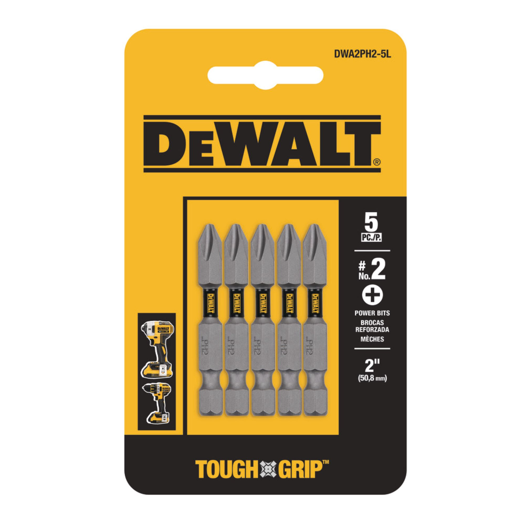 Kit De Pontas Bits Ph2 Max Fit 5 Peças Dwa2ph2-5l Dewalt