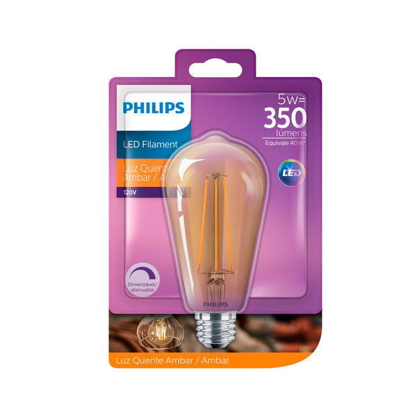 Lâmpada LED Filamento ST64 5w 350lm Dimerizável Philips