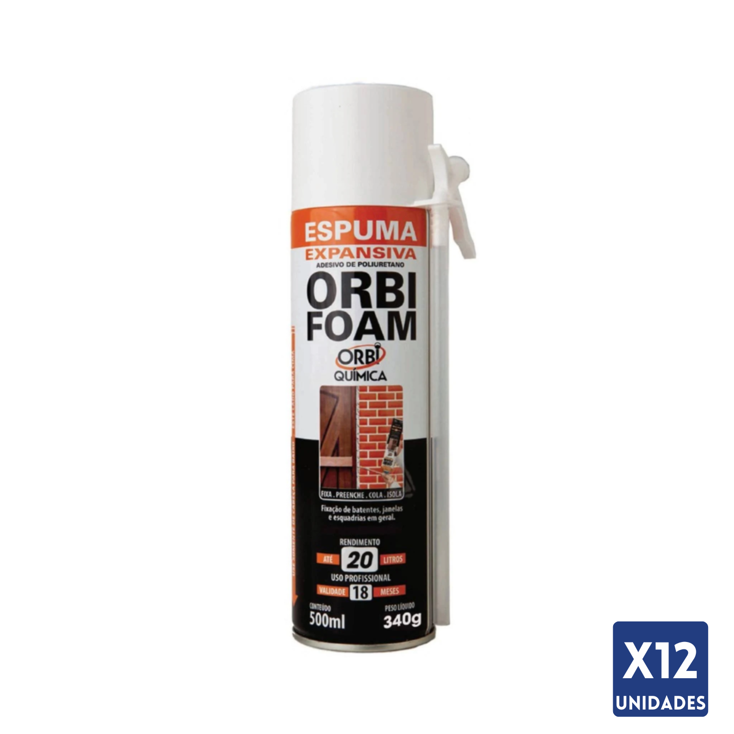 Kit 12 Spray Espuma Poliuretano 300Ml/209G Orbi