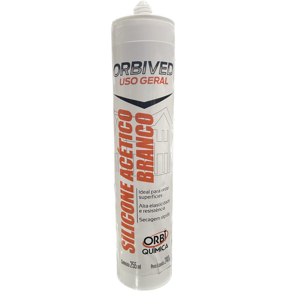 Kit 12 Silicone Branco Acetico  240G Orbi