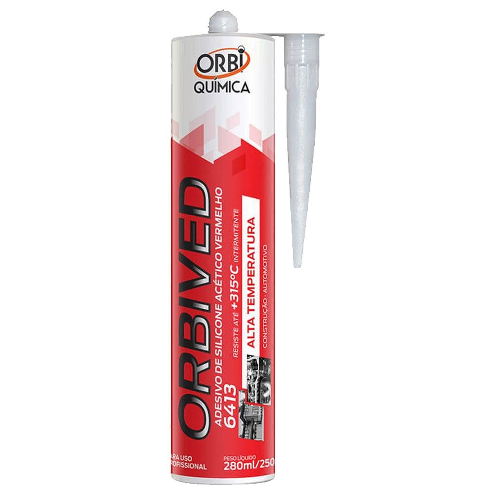 Kit 12 Silicone Vermelho Acetico Alta Temperatura 250G Orbi