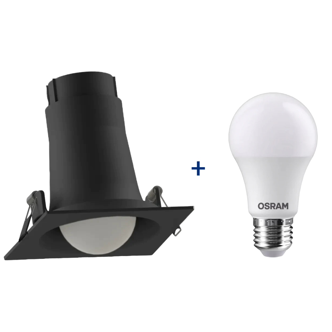 Spot Led Quadrado Embutir Preto Bulbo 10,5W 1311Lm Bivolt Osram