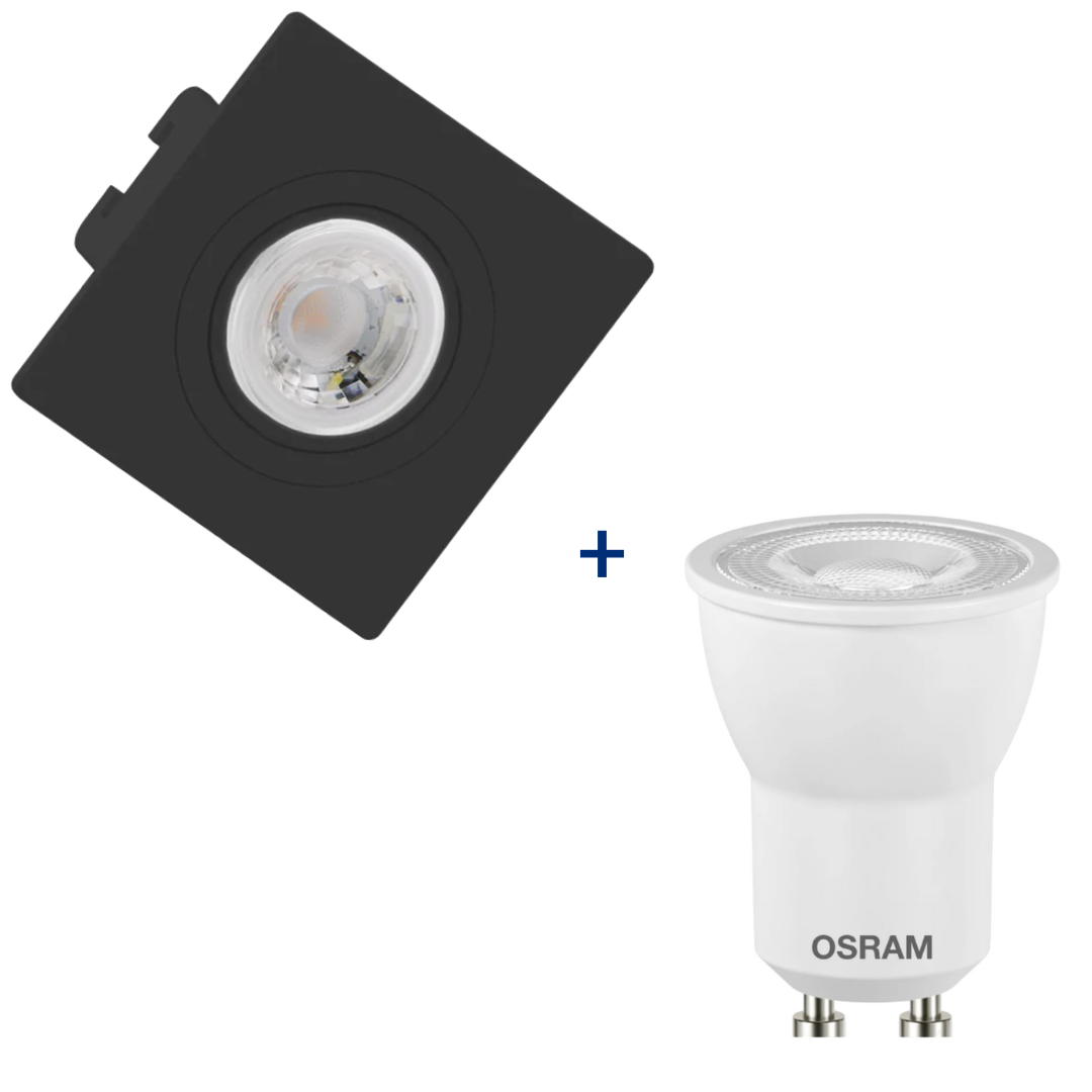 Spot Led Quadrado Embutir Preto Par11 3W 300Lm Bivolt Osram