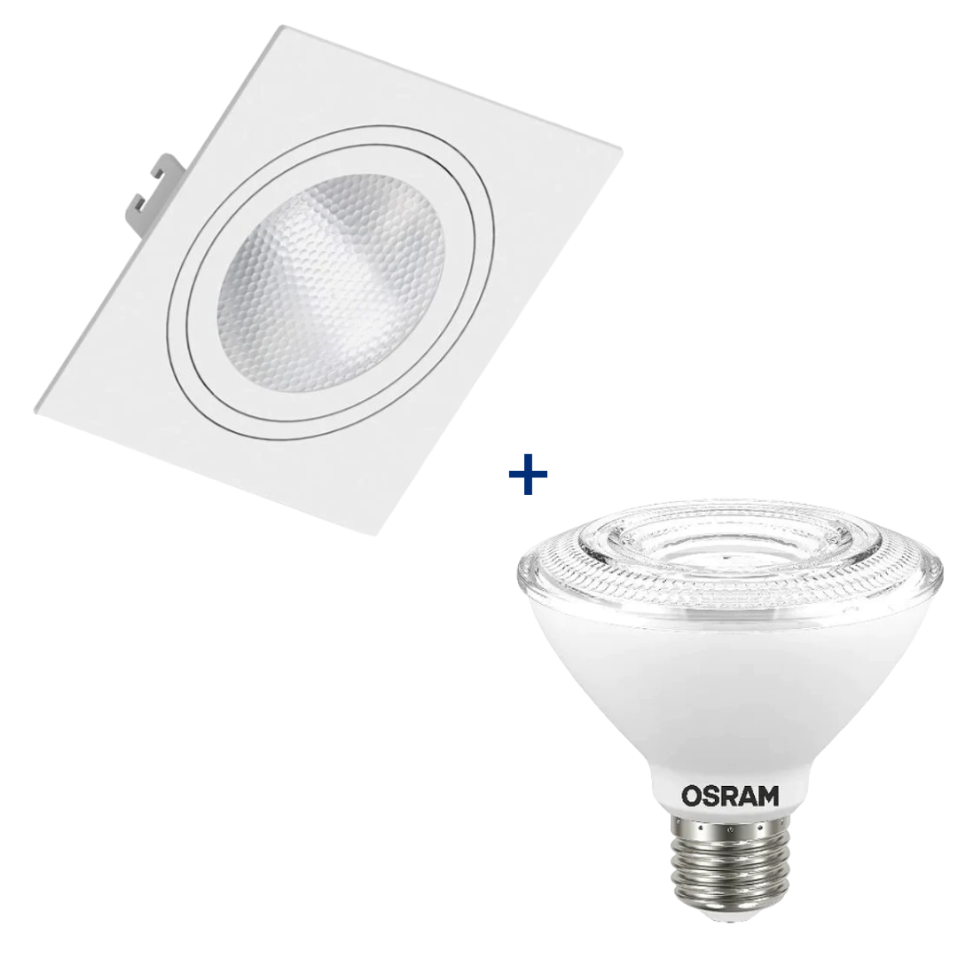 Spot Led Quadrado Branco Par30 9,5W 900Lm Ip65 Bivolt Osram