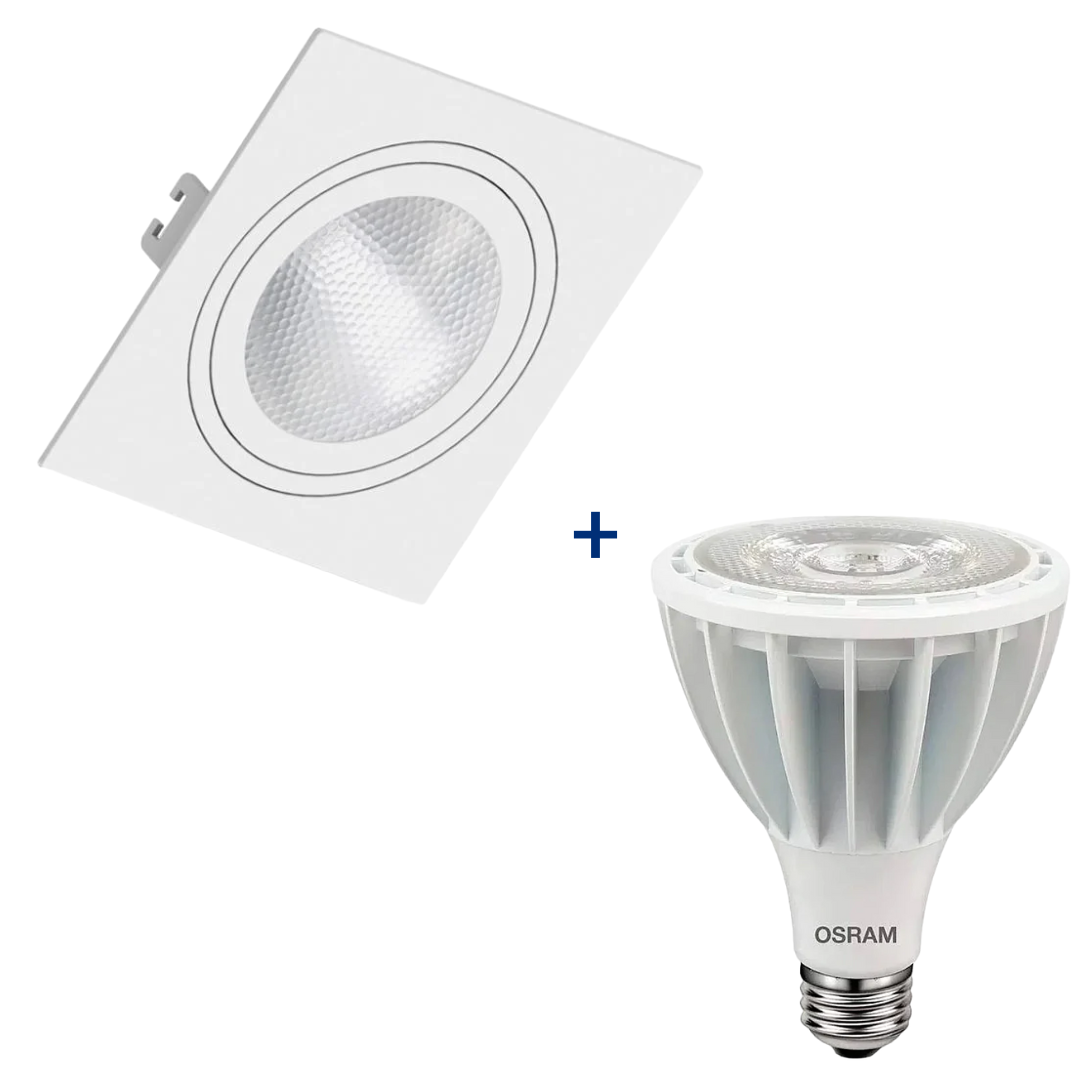 Spot Led Quadrado Branco Par30 Hci 28W 3000K 3000Lm 30° Osram