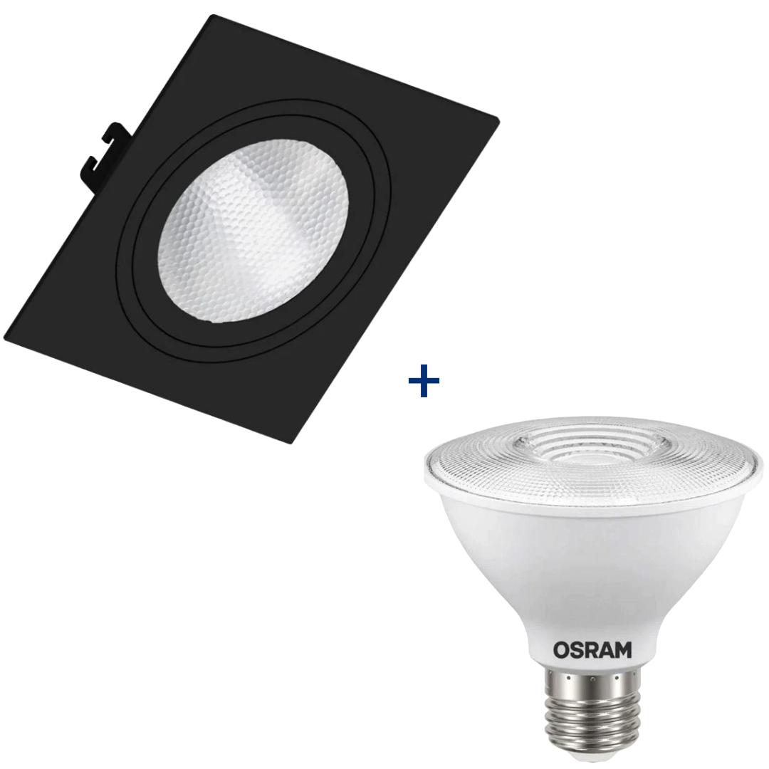 Spot Led Quadrado Preto Par30 9,5W 900Lm Ip20 Bivolt Osram