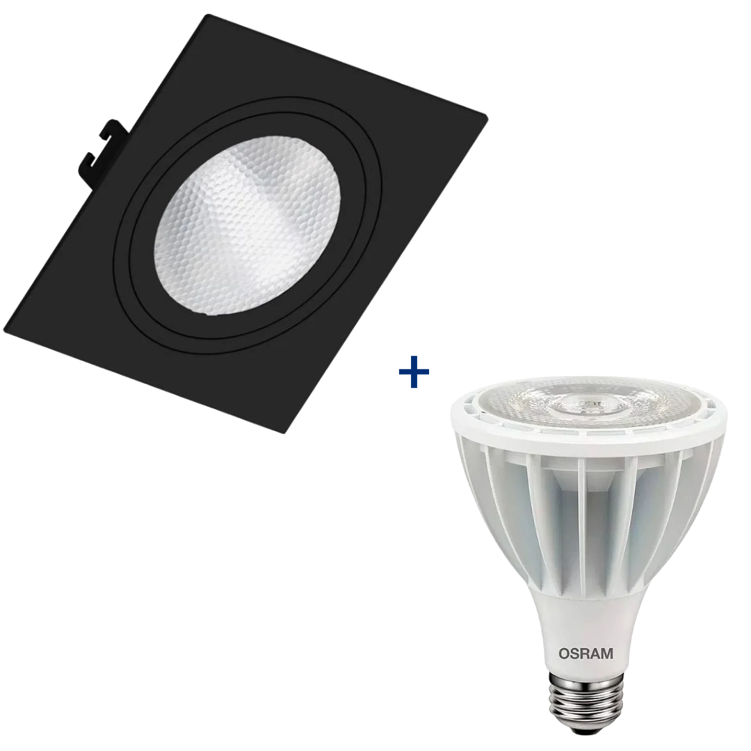 Spot Led Quadrado Preto Par30 Hci 28W 4000K 3000Lm 30° Osram