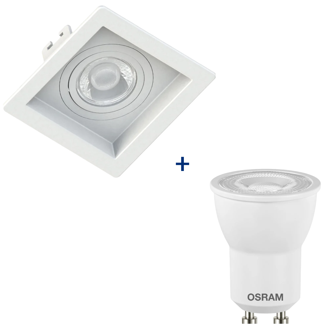 Spot Led Quadrado Embutir Recuado Branco Par11 3W 300Lm Osram