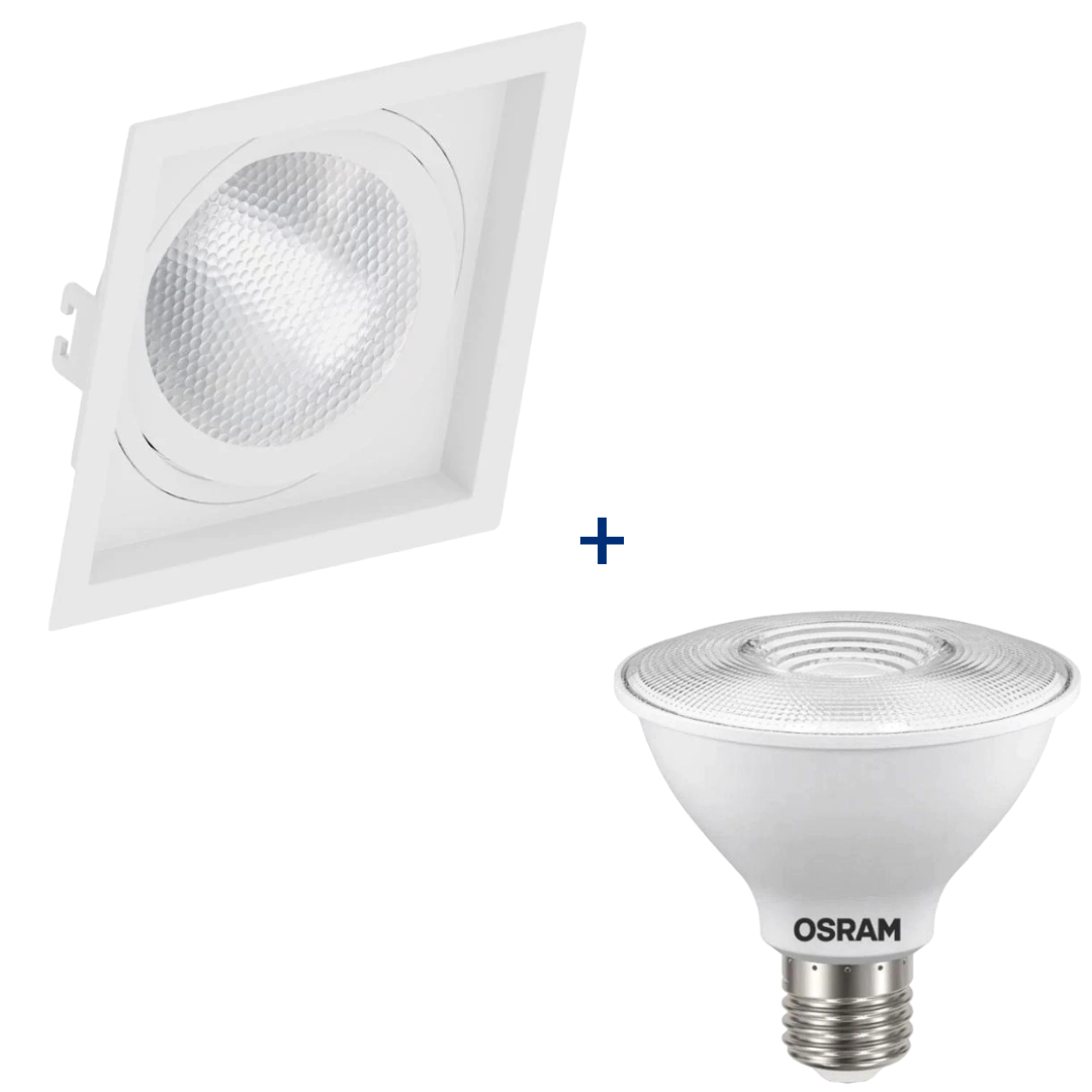 Spot Led Quadrado Recuado Branco Par30 9,5W 900Lm Ip20 Osram