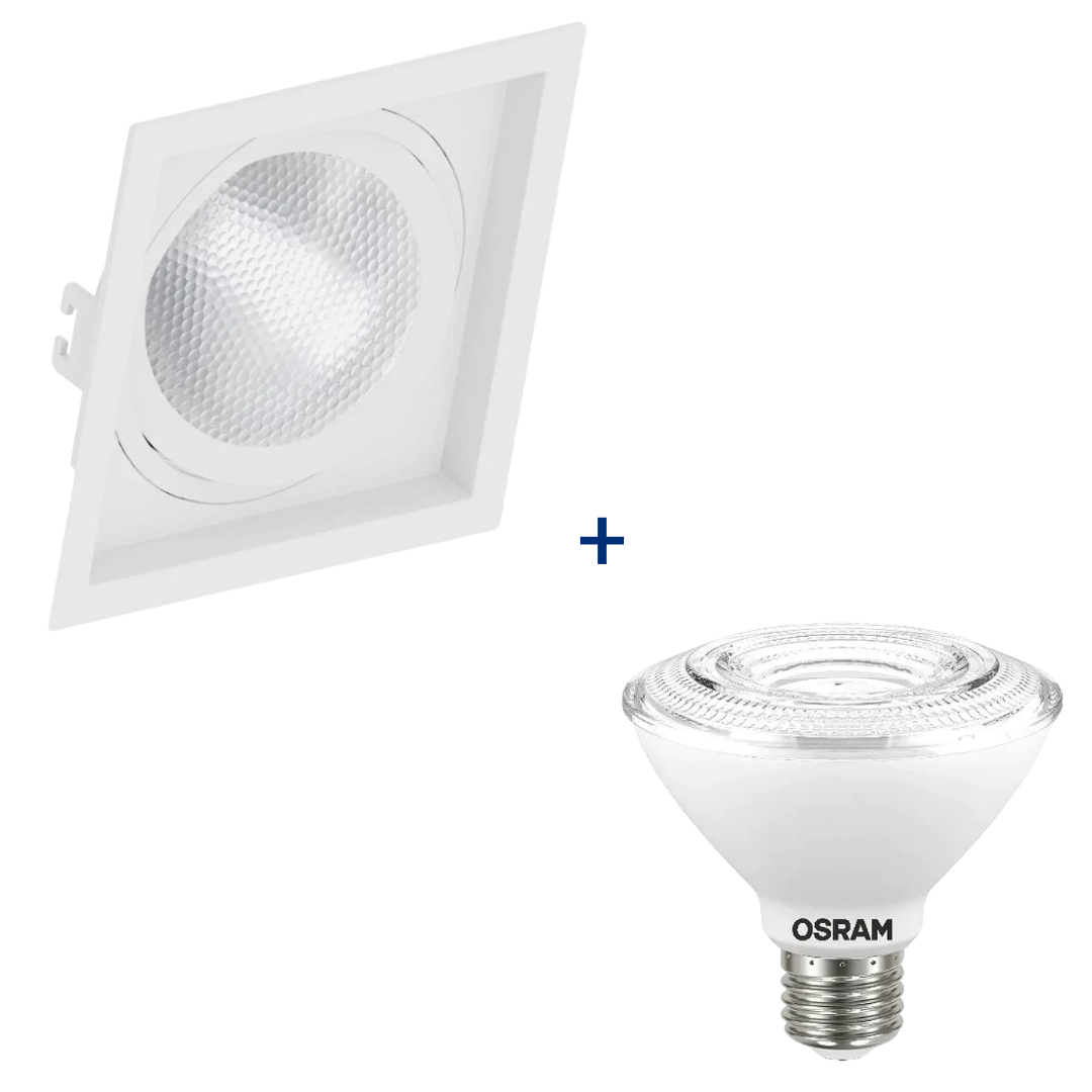 Spot Led Quadrado Recuado Branco Par30 9,5W 900Lm Ip65 Osram