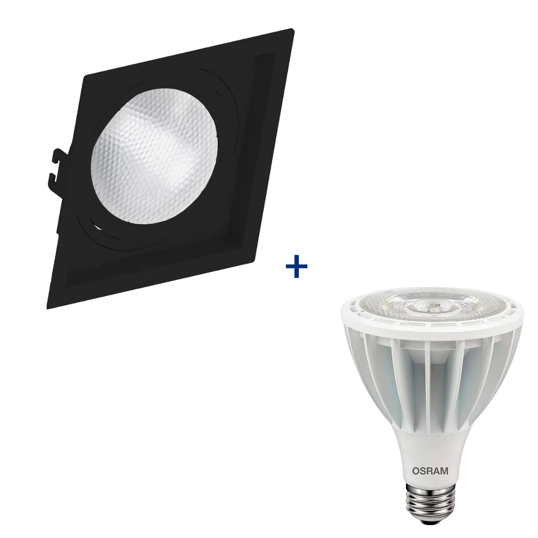 Spot Quadrado Recuado Preto Par30 Hci 28W 3000K 3000Lm 30° Osram