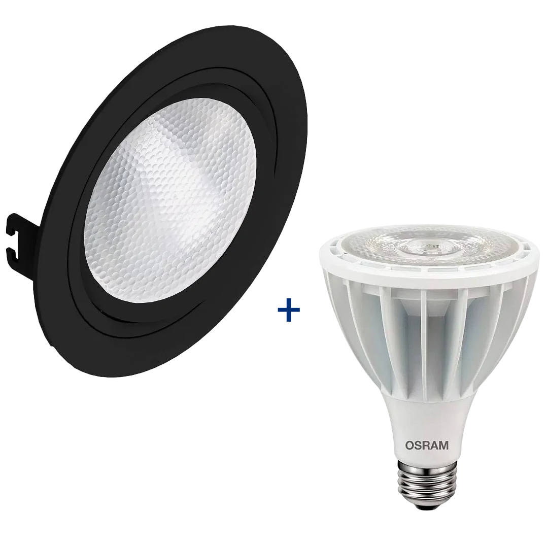 Spot Led Redondo Preto Par30 Hci 28W 3000K 3000Lm 30° Osram