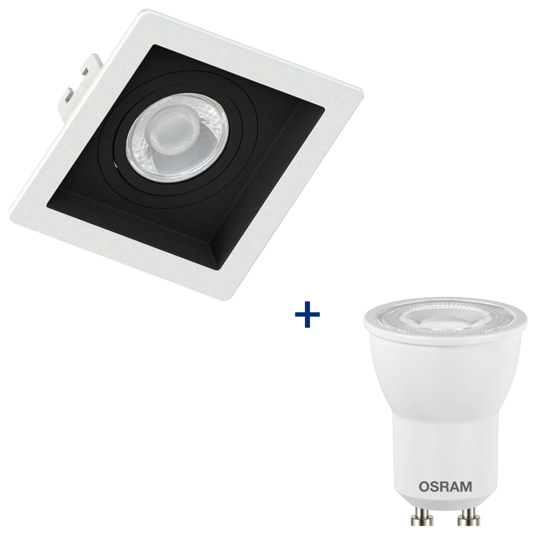 Spot Led Quadrado Embutir Br/Pt Par11 3W 300Lm Bivolt Osram