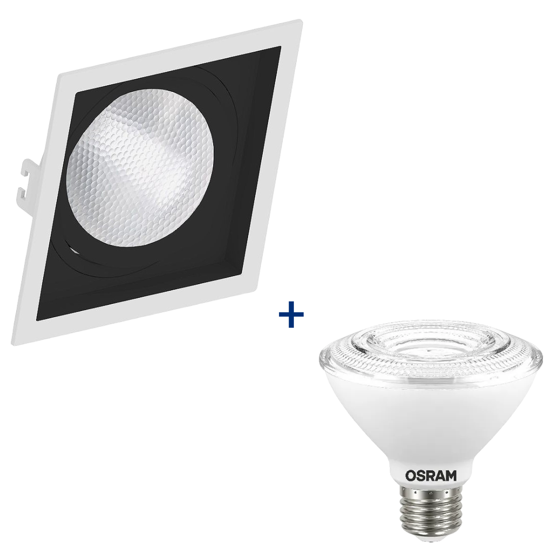 Spot Led Quadrado Recuado Br/Pt Par30 9,5W 900Lm Ip65 Osram