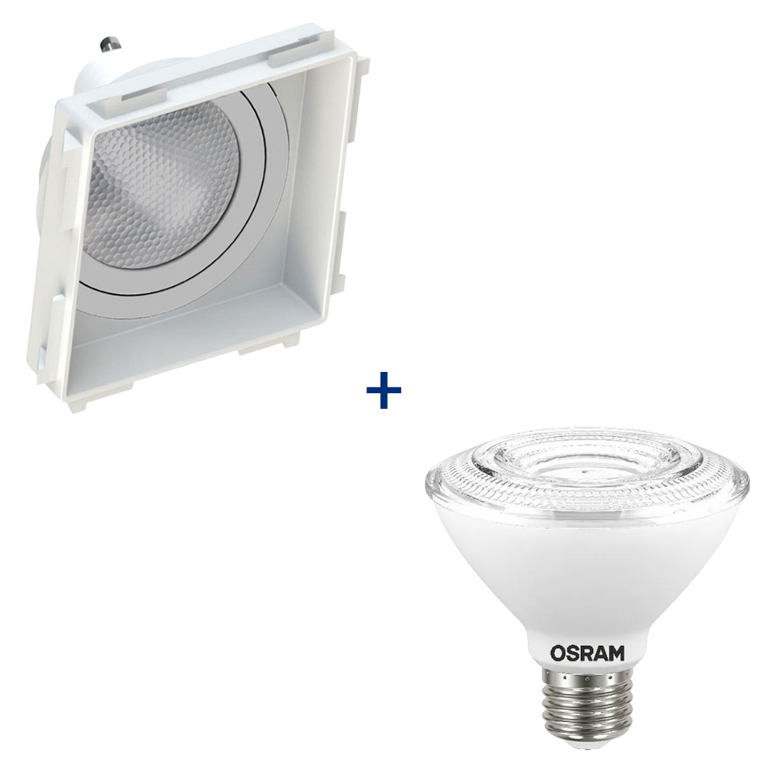 Spot Led Quadrado No Frame Branco Par30 9,5W 900Lm Ip65 Osram