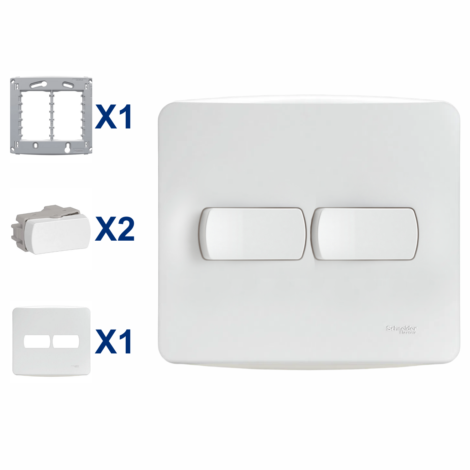 Conjunto De Interruptor Paralelo 2 Modulo 10A 4X4 Miluz Schneider