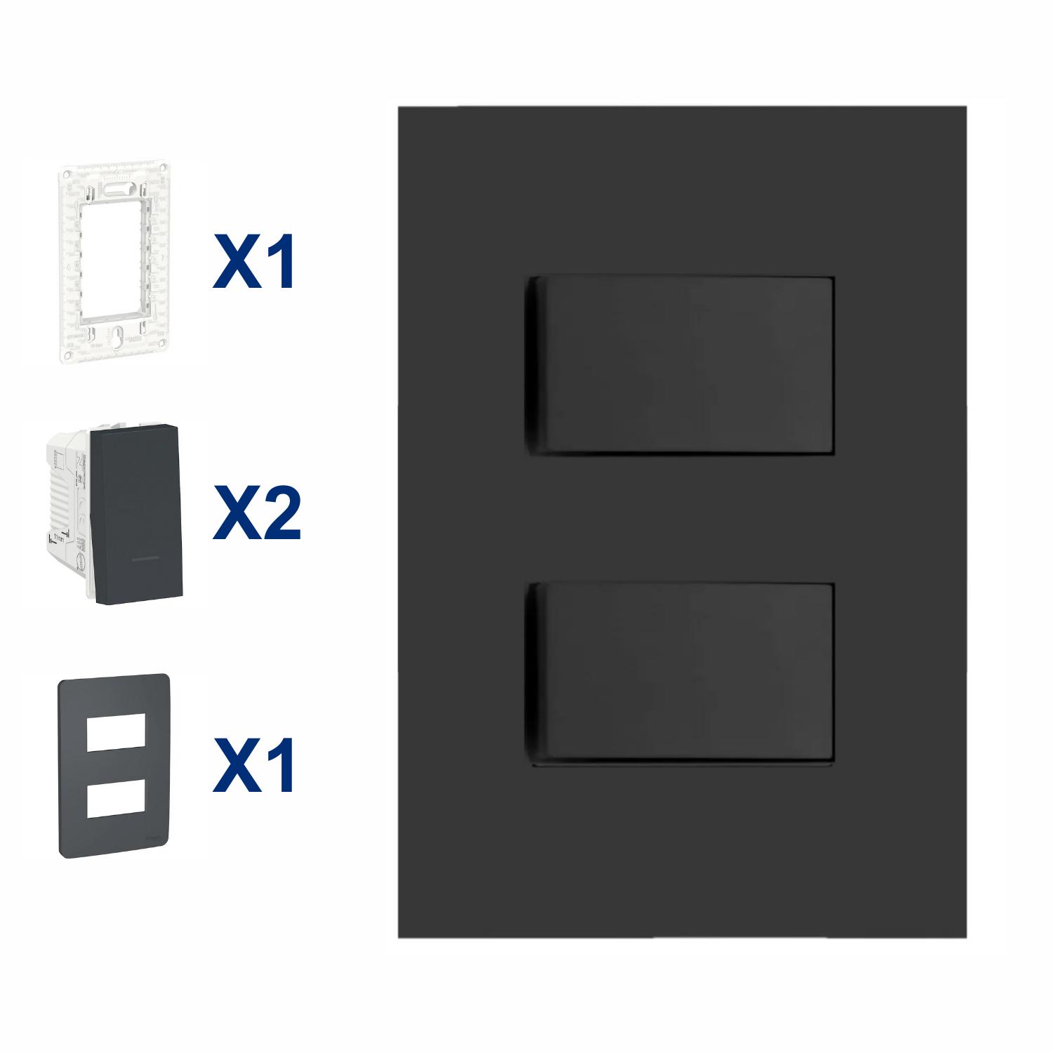 Conjunto De Interruptor Paralelo 2 Modulo 10A 4X2 Pt Orion Schneider