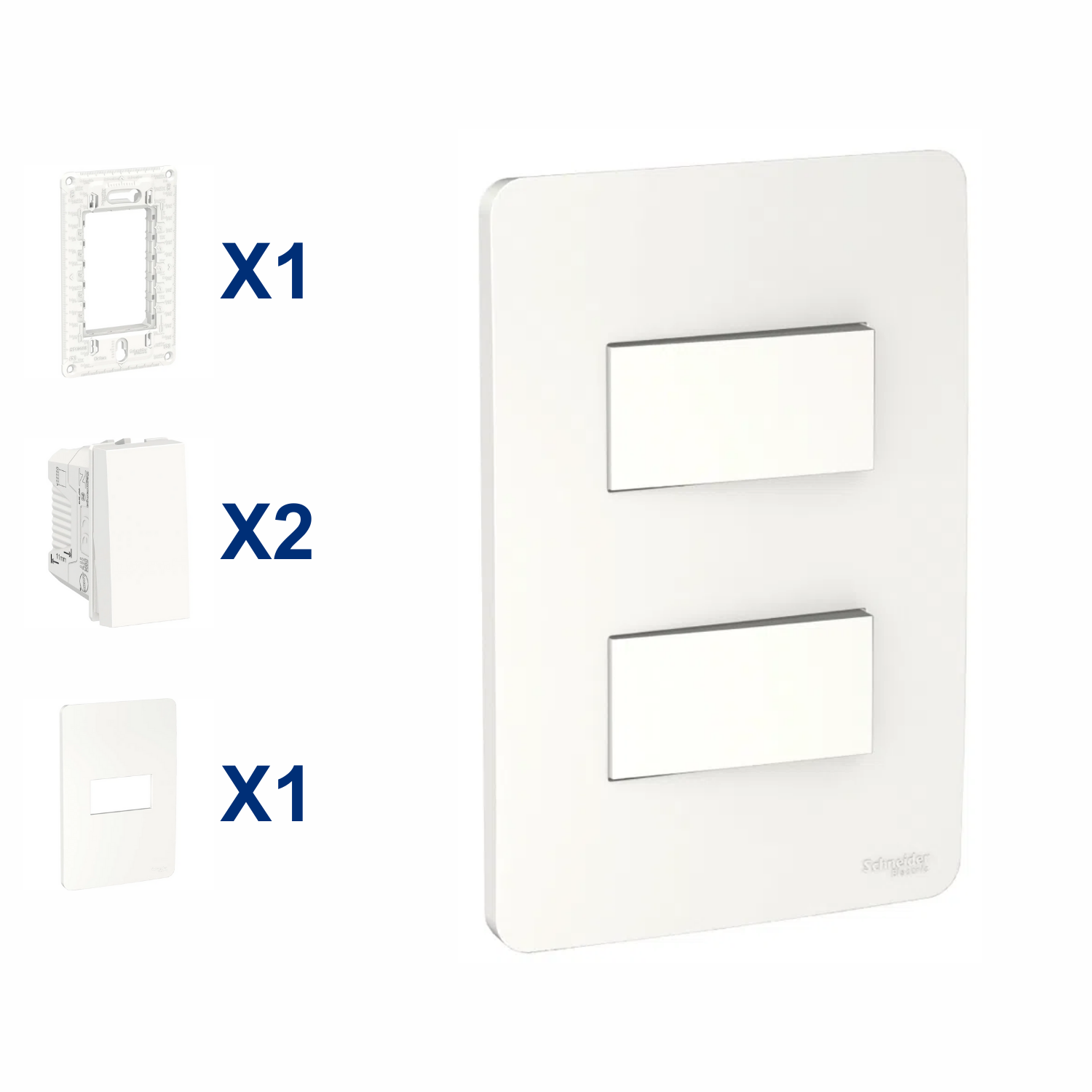 Conjunto De Interruptor Simples 2 Modulo 10A 4X2 Br Orion Schneider