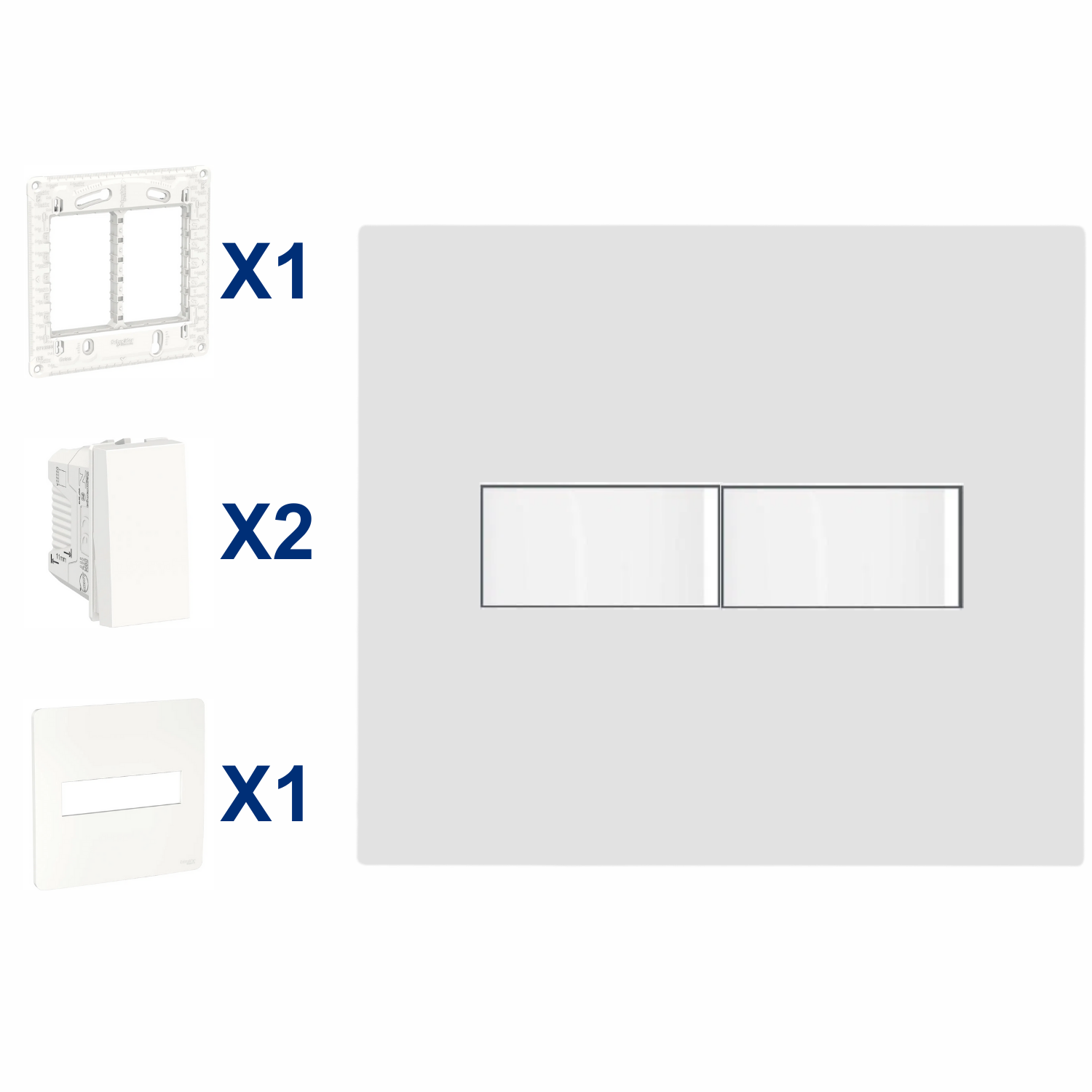 Conjunto De Interruptor Simples 2 Modulo 10A 4X4 Br Orion Schneider