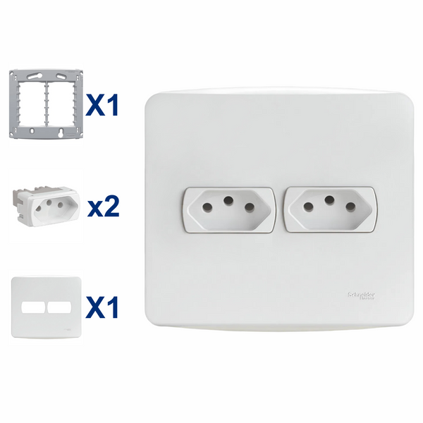 KIT 1 CONJUNTO DE TOMADA 2 MODULO 10A 4X4 MILUZ SCHNEIDER