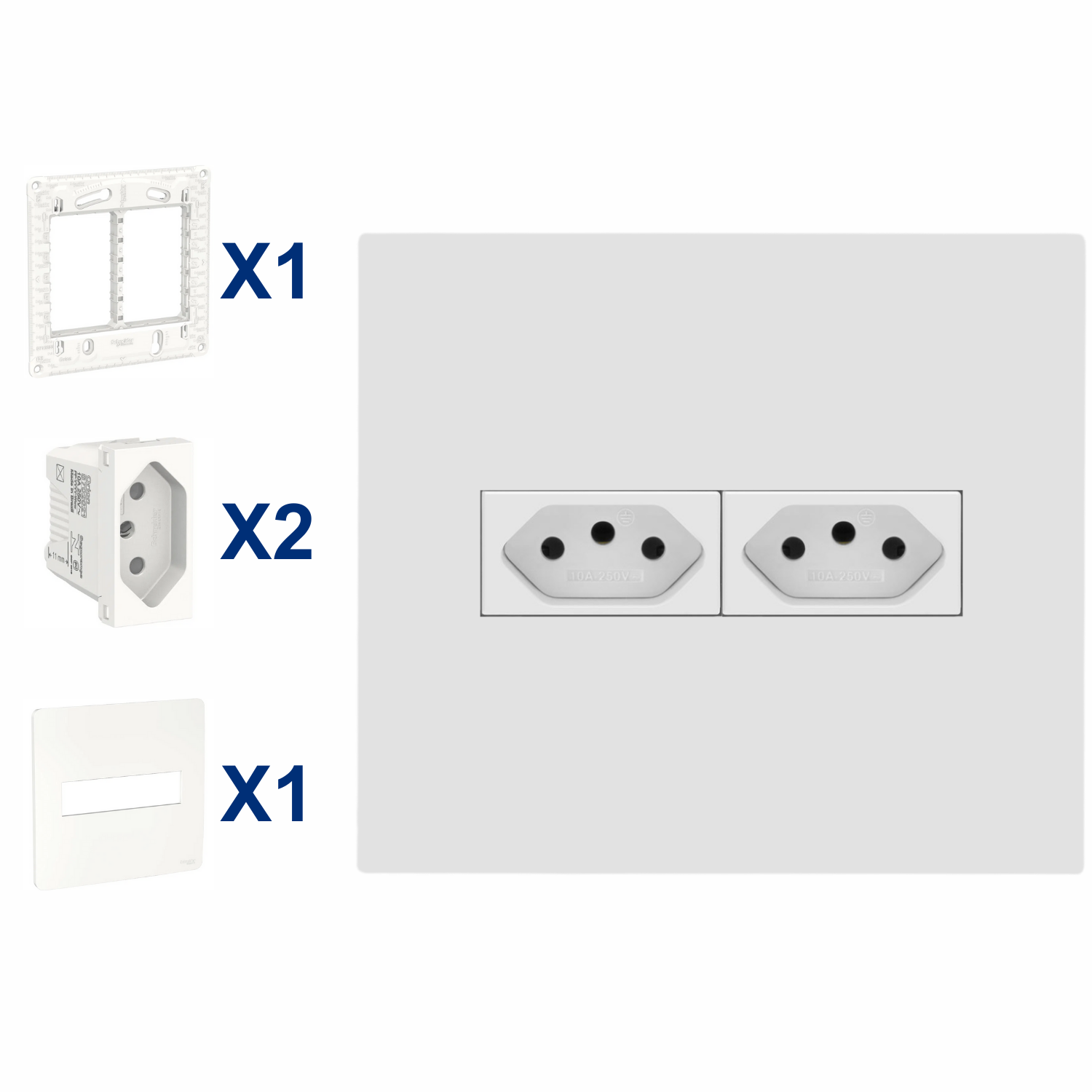 Conjunto De Tomada 2 Modulo 10A 4X4 Br Orion Schneider