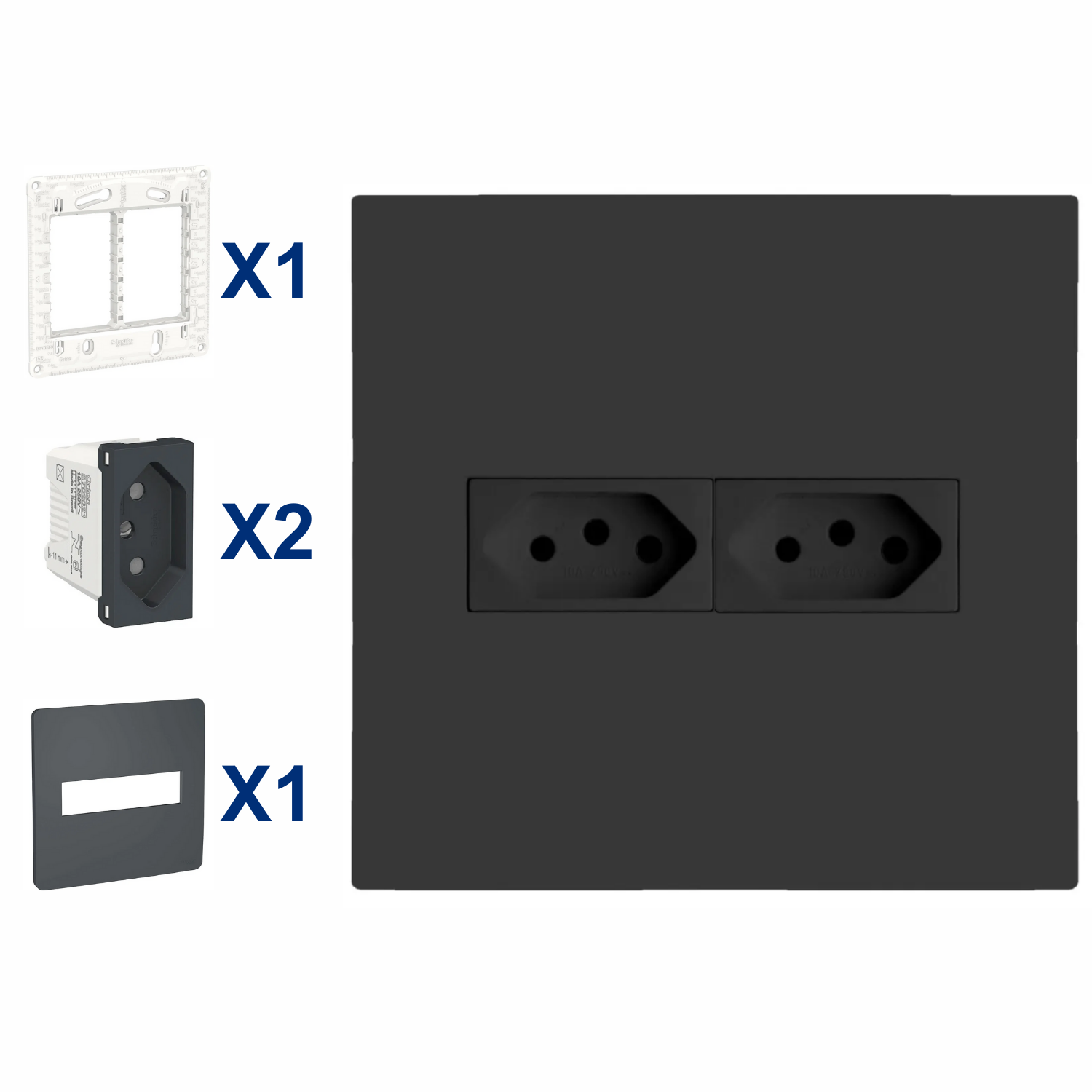 Conjunto De Tomada 2 Modulo 20A 4X4 Pt Orion Schneider