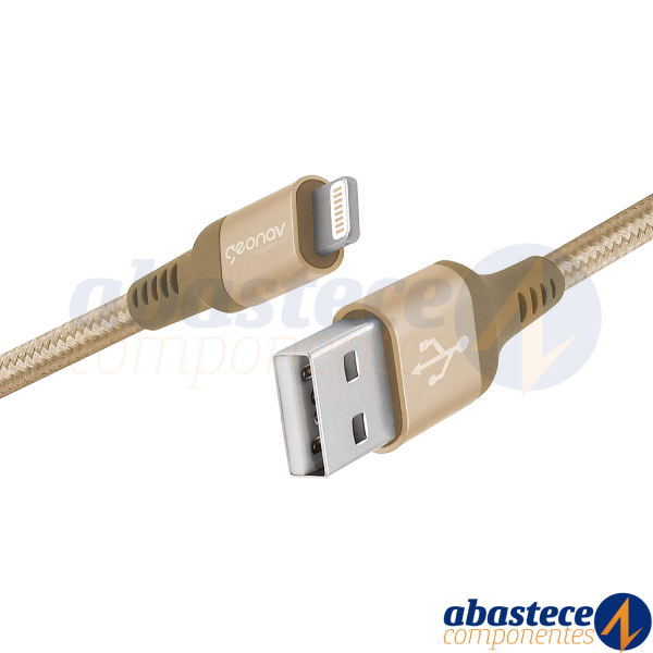 Cabo Lightning Nylon 1m Dourado iPhone 7 8 X Geonav
