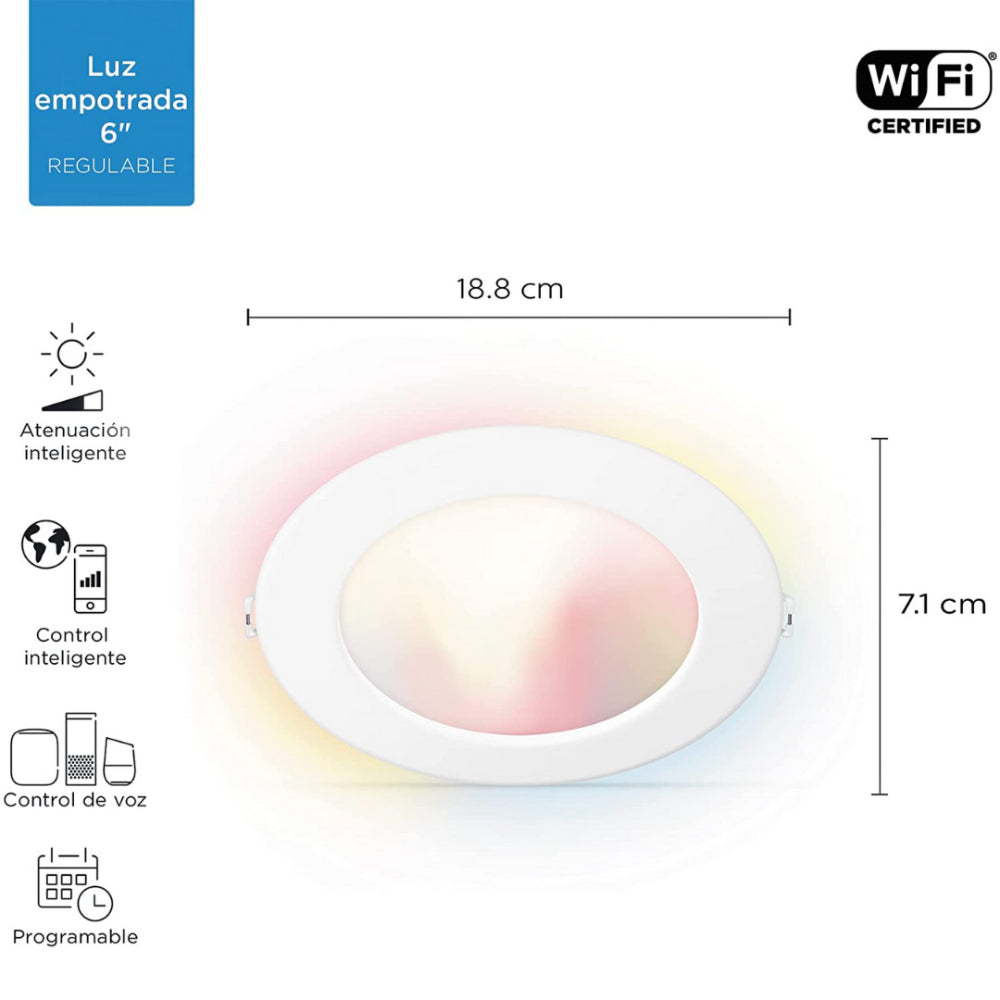 Painel Smart Embutir Inteligente 19cm Led Wifi Rgb 110V WiZ