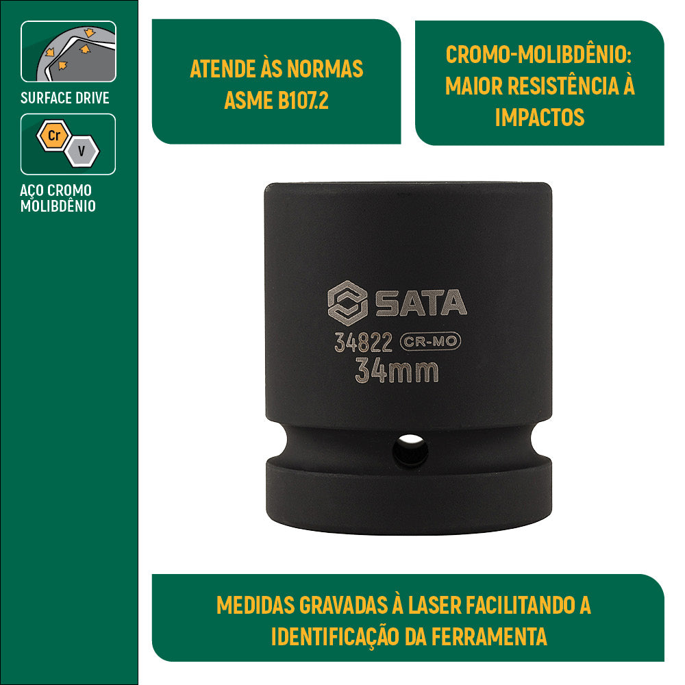 Soquete De Impacto Sextavado 3/4" St34520sc 32 Mm Sata